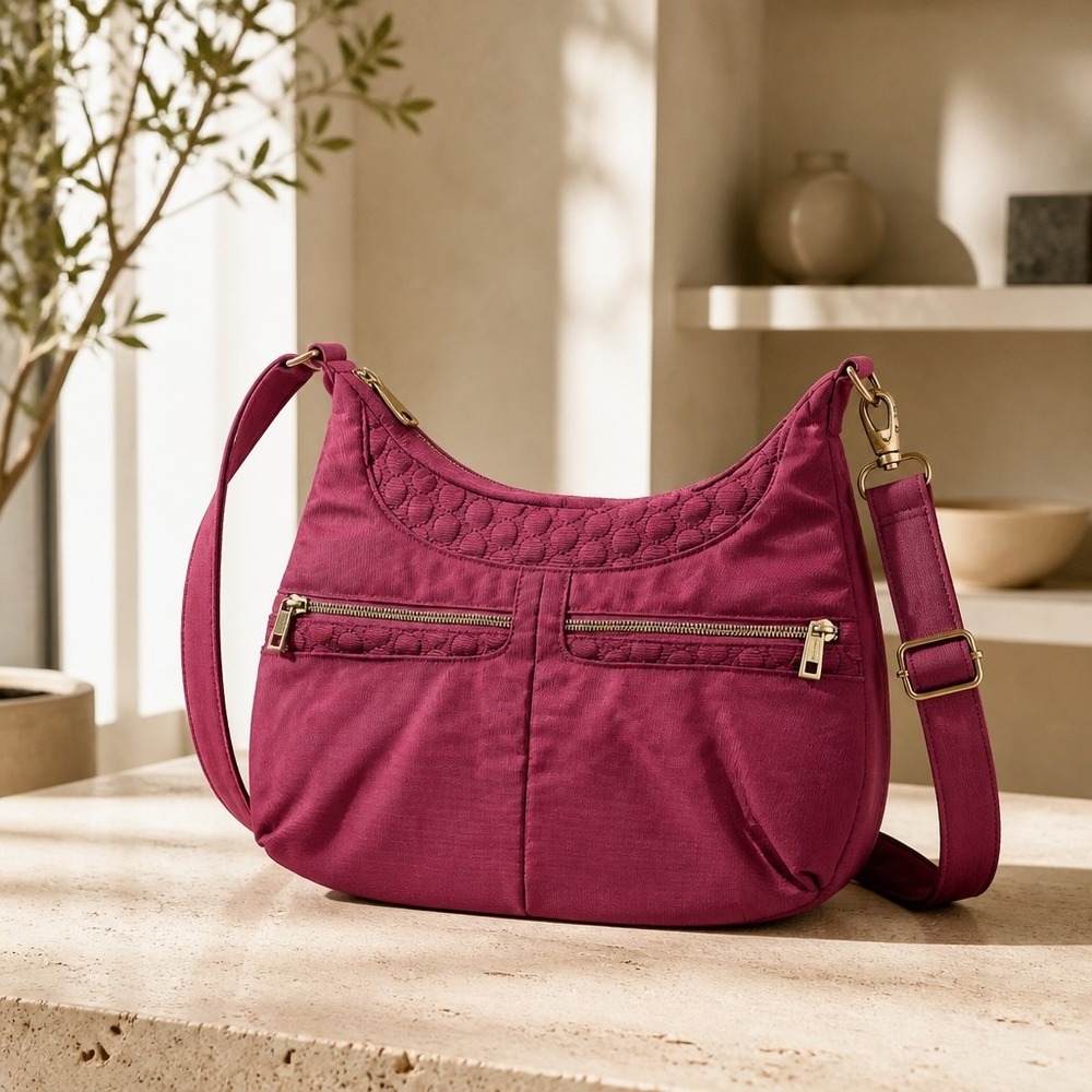 Travelon Anti-Theft Heritage Hobo Crossbody Bag in Wine